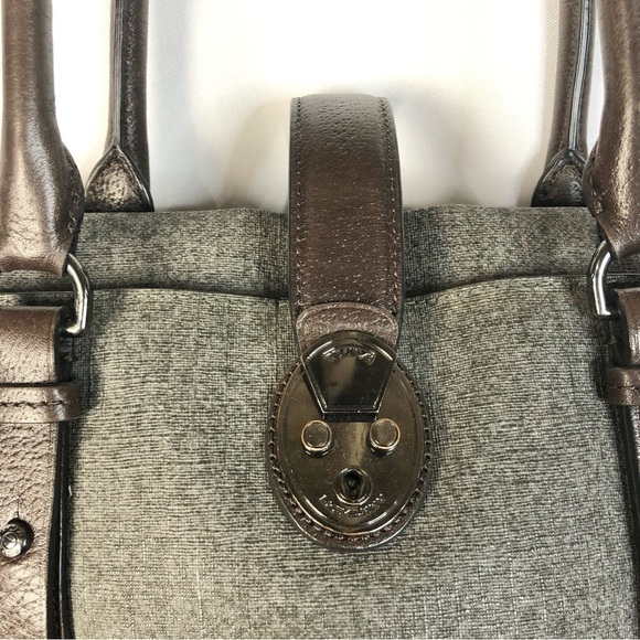 Tumi Villa Viverone Gray & Brown Leather Trimmed Business Tote - Picture 5 of 8